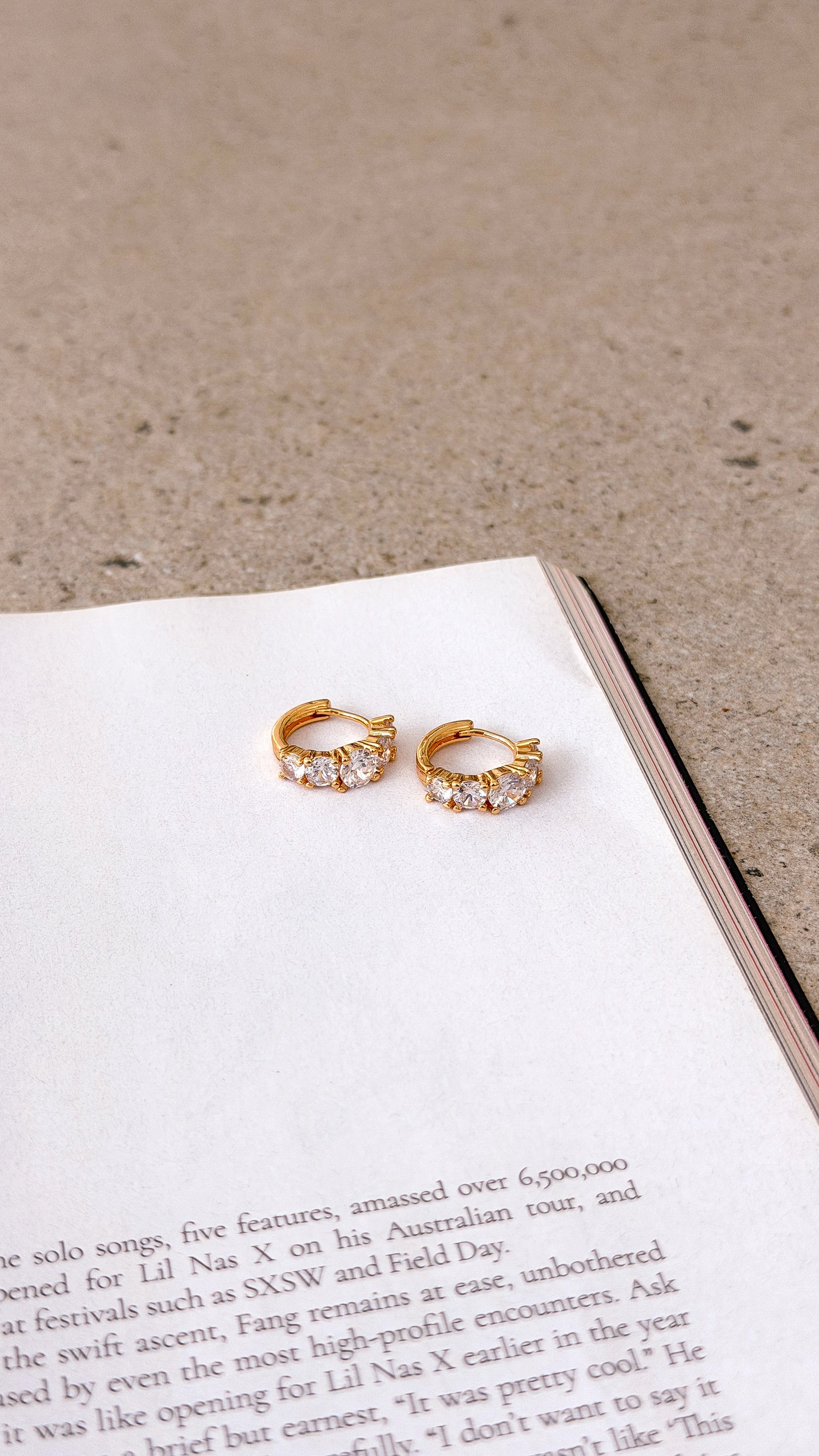 Birch Crystal 18K Gold Plated Huggie Earrings - Gold - Billy J