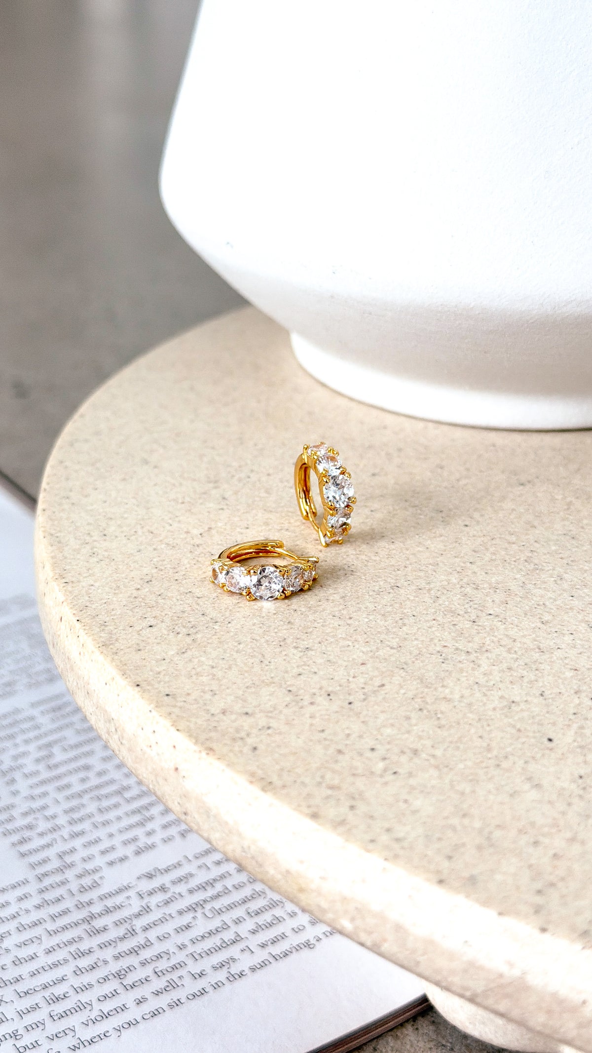 Birch Crystal 18K Gold Plated Huggie Earrings - Gold - Billy J