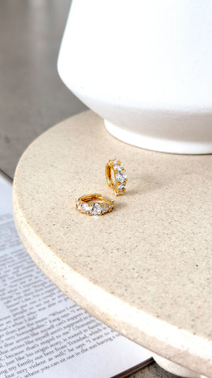 Birch Crystal 18K Gold Plated Huggie Earrings - Gold - Billy J