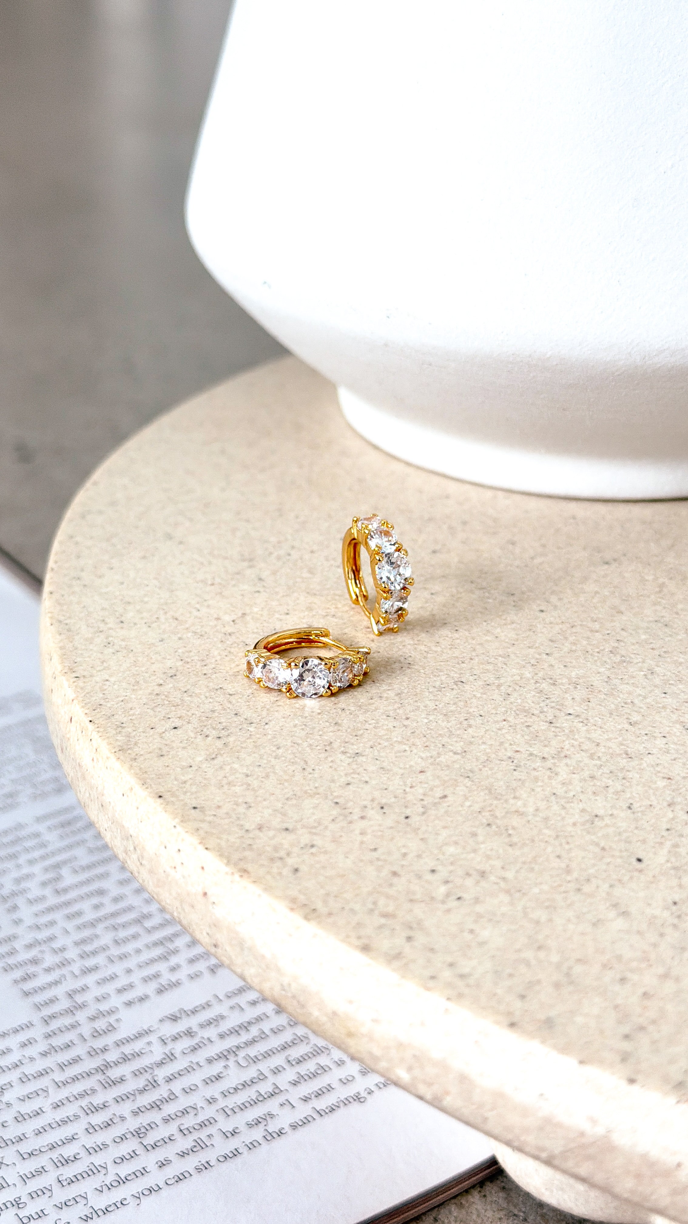 Birch Crystal 18K Gold Plated Huggie Earrings - Gold - Billy J