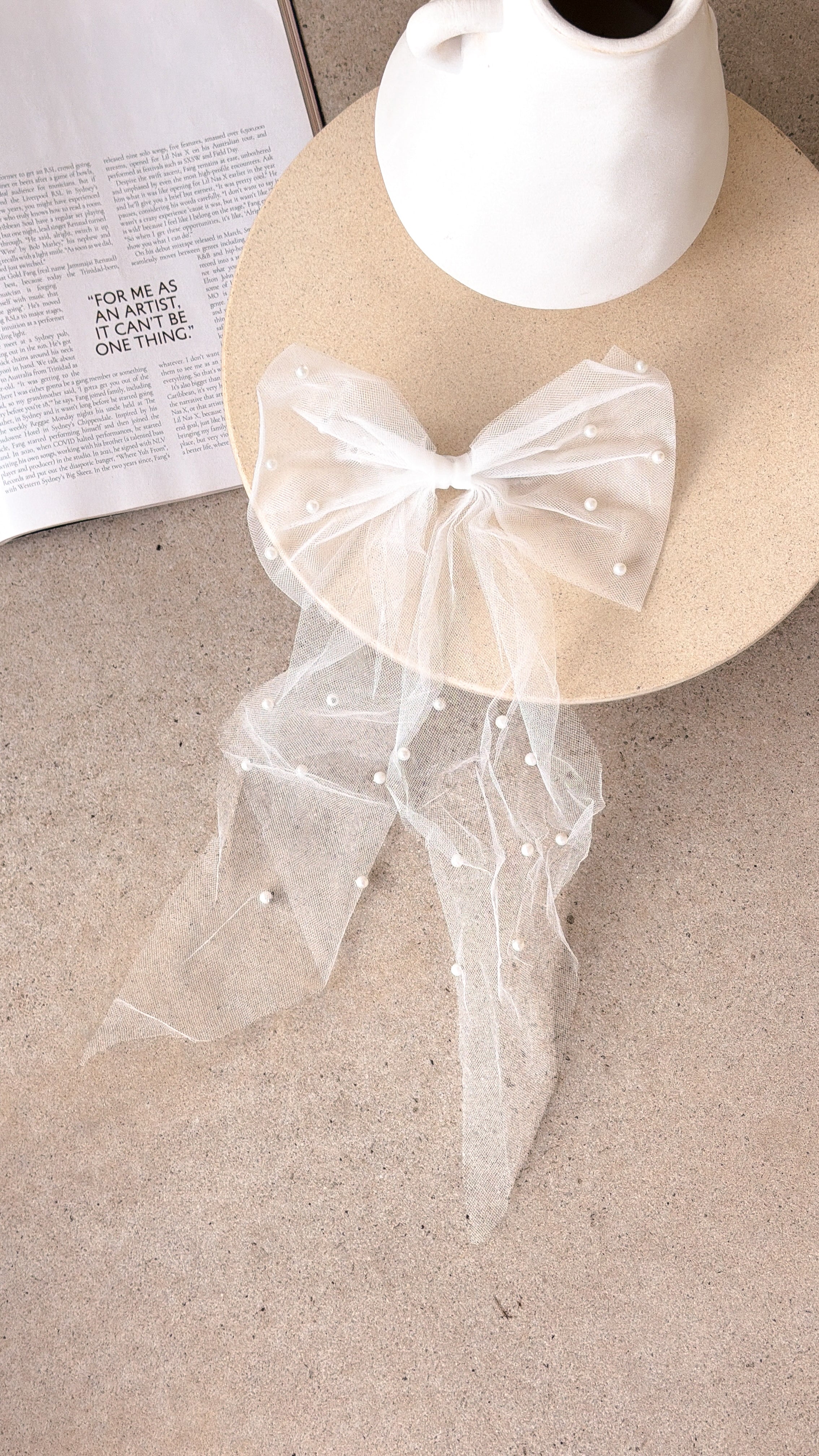 Bella Bow Pearl Clip - White - Billy J