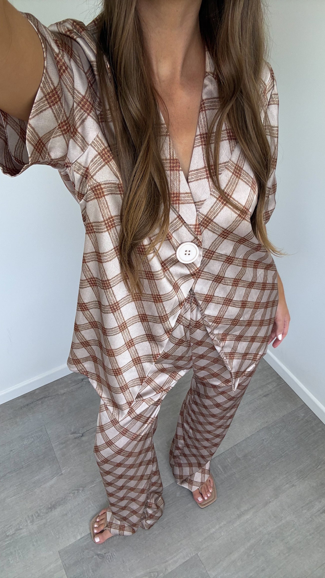 Imogen Button Shirt - Brown Plaid - Billy J