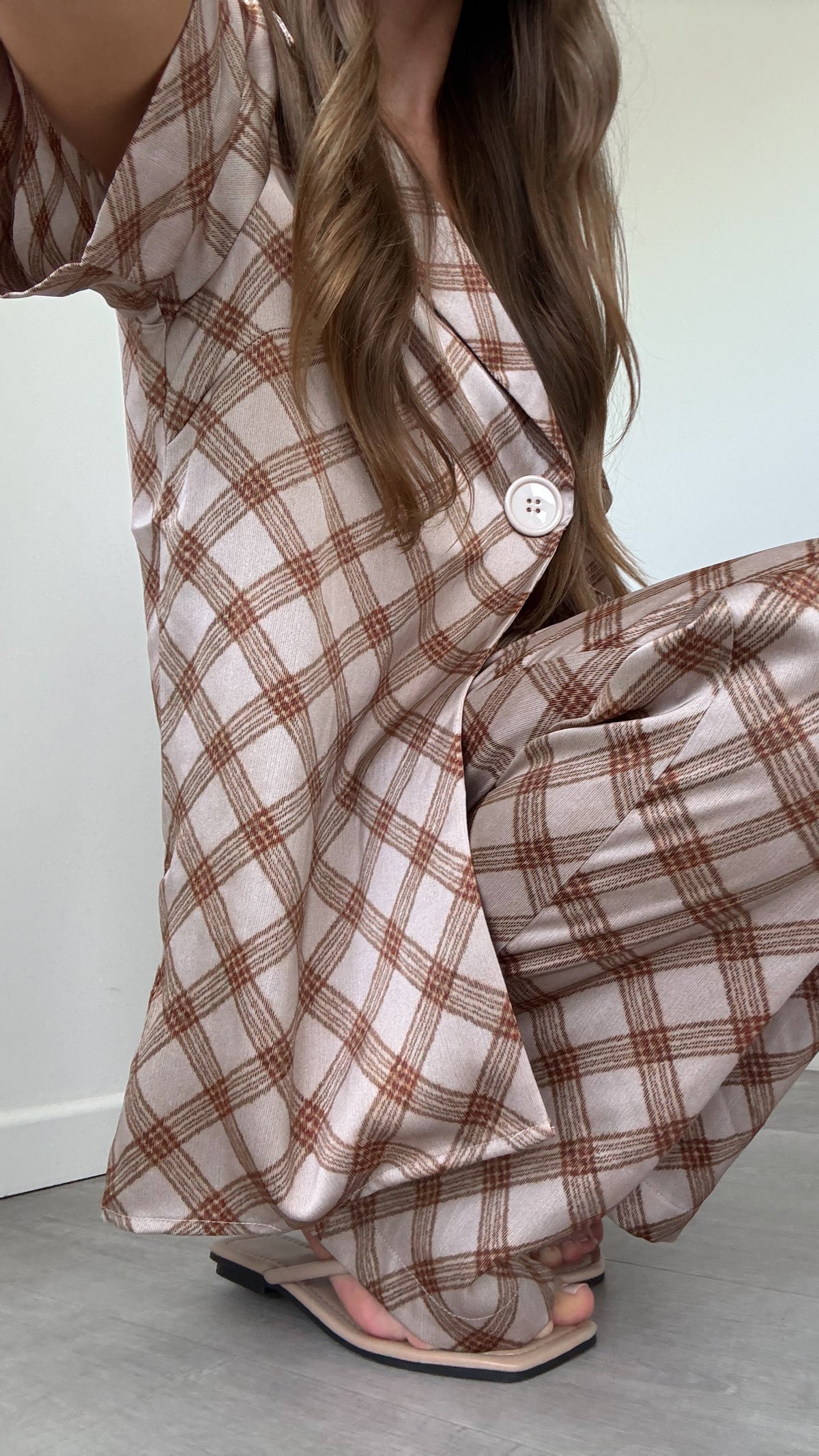 Imogen Button Shirt - Brown Plaid - Billy J
