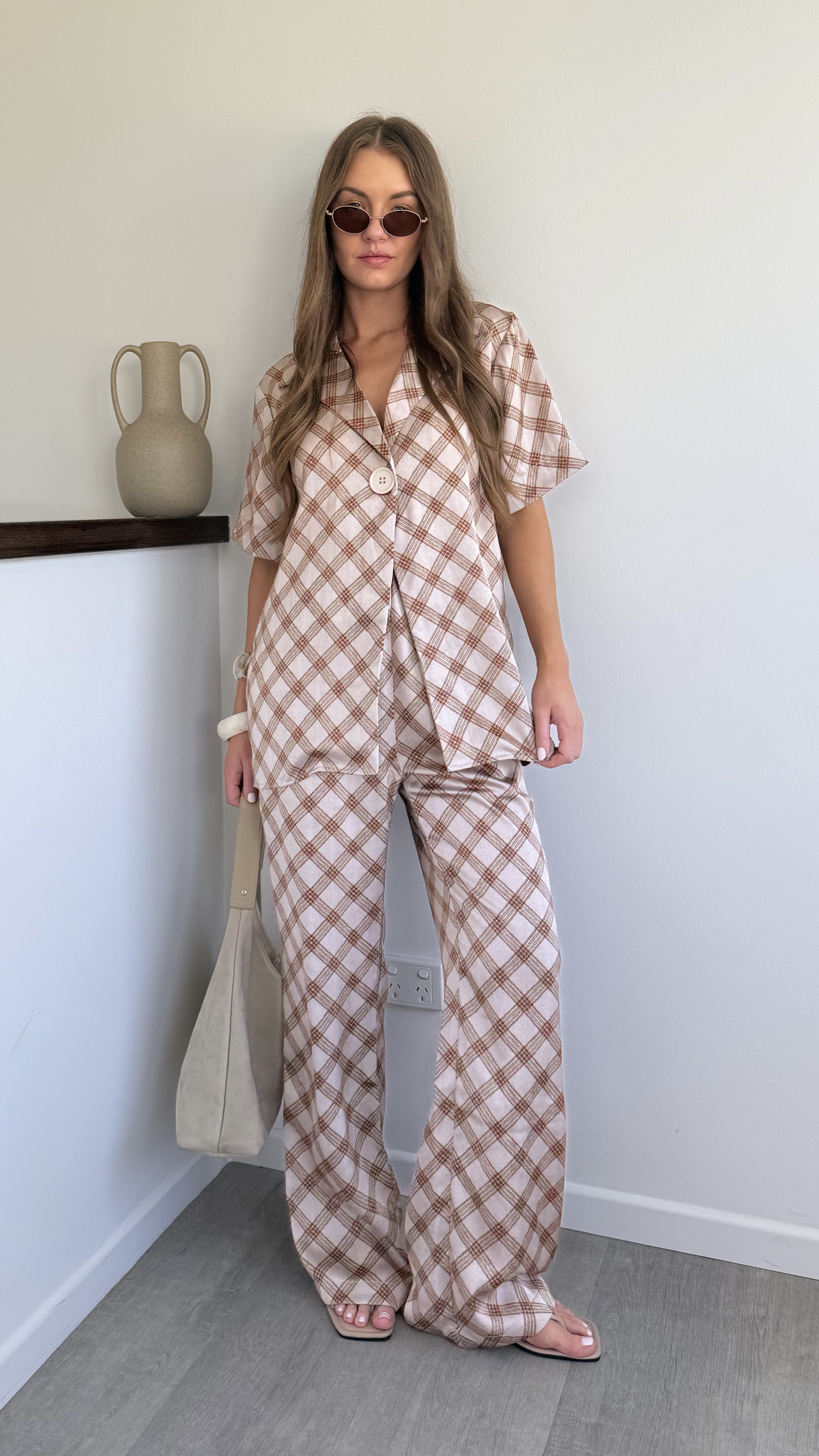 Imogen Button Shirt - Brown Plaid - Billy J