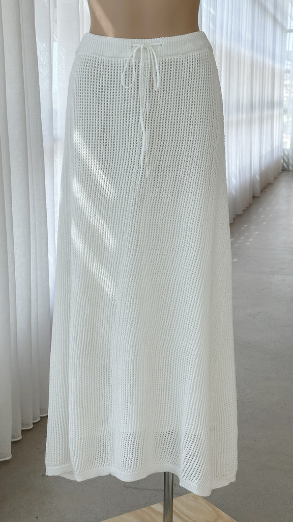 Dacian Knit Maxi Skirt - White - Billy J