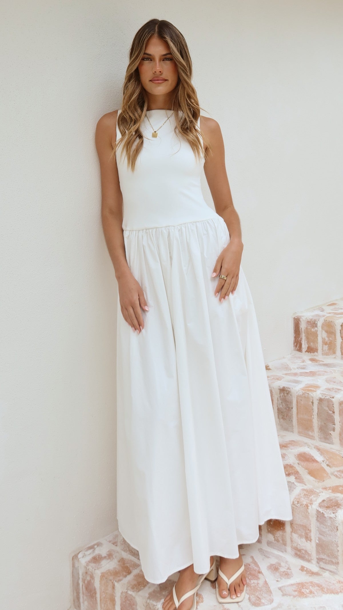 Alita Maxi Dress - White - Billy J