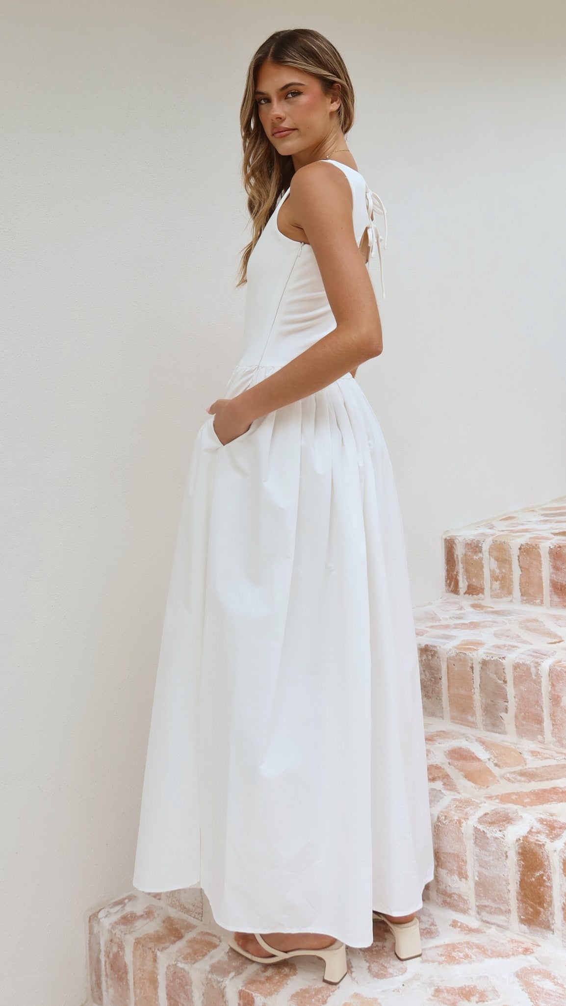 Alita Maxi Dress - White - Billy J