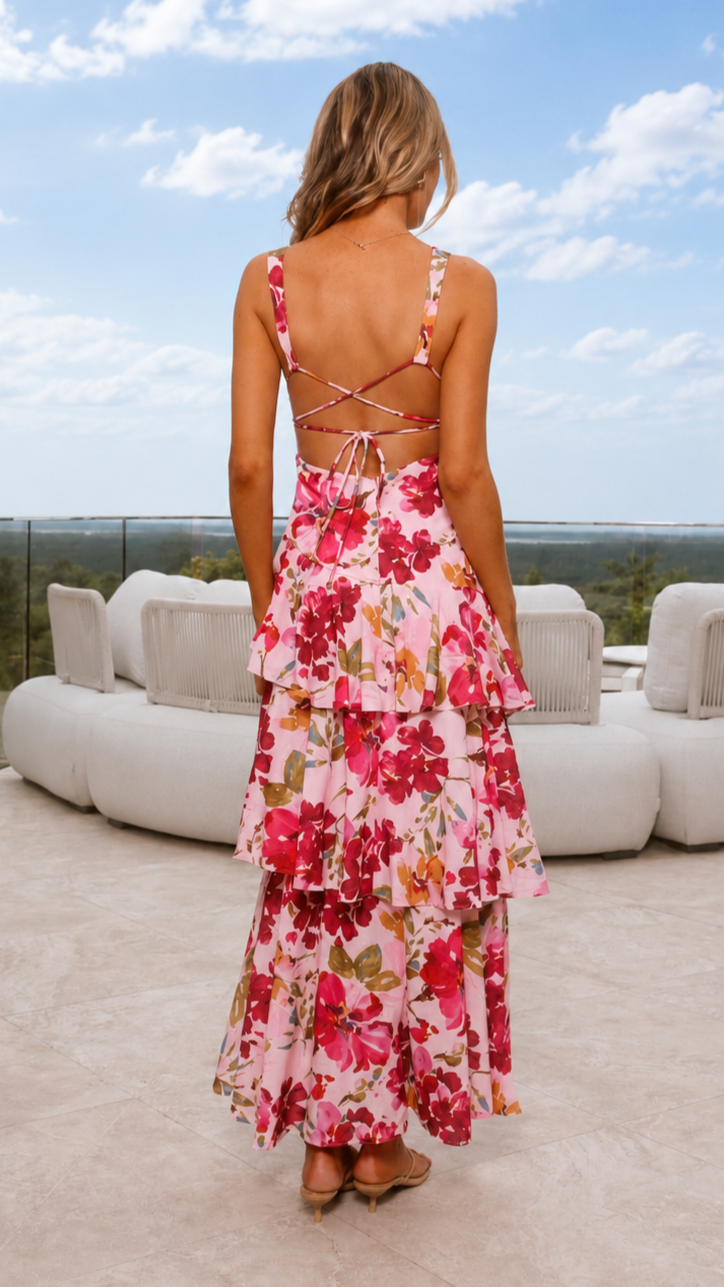 Stasie Maxi Dress - Pink Floral - Billy J