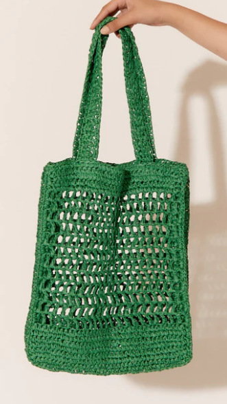 Keely Flat Crochet Tote - Green