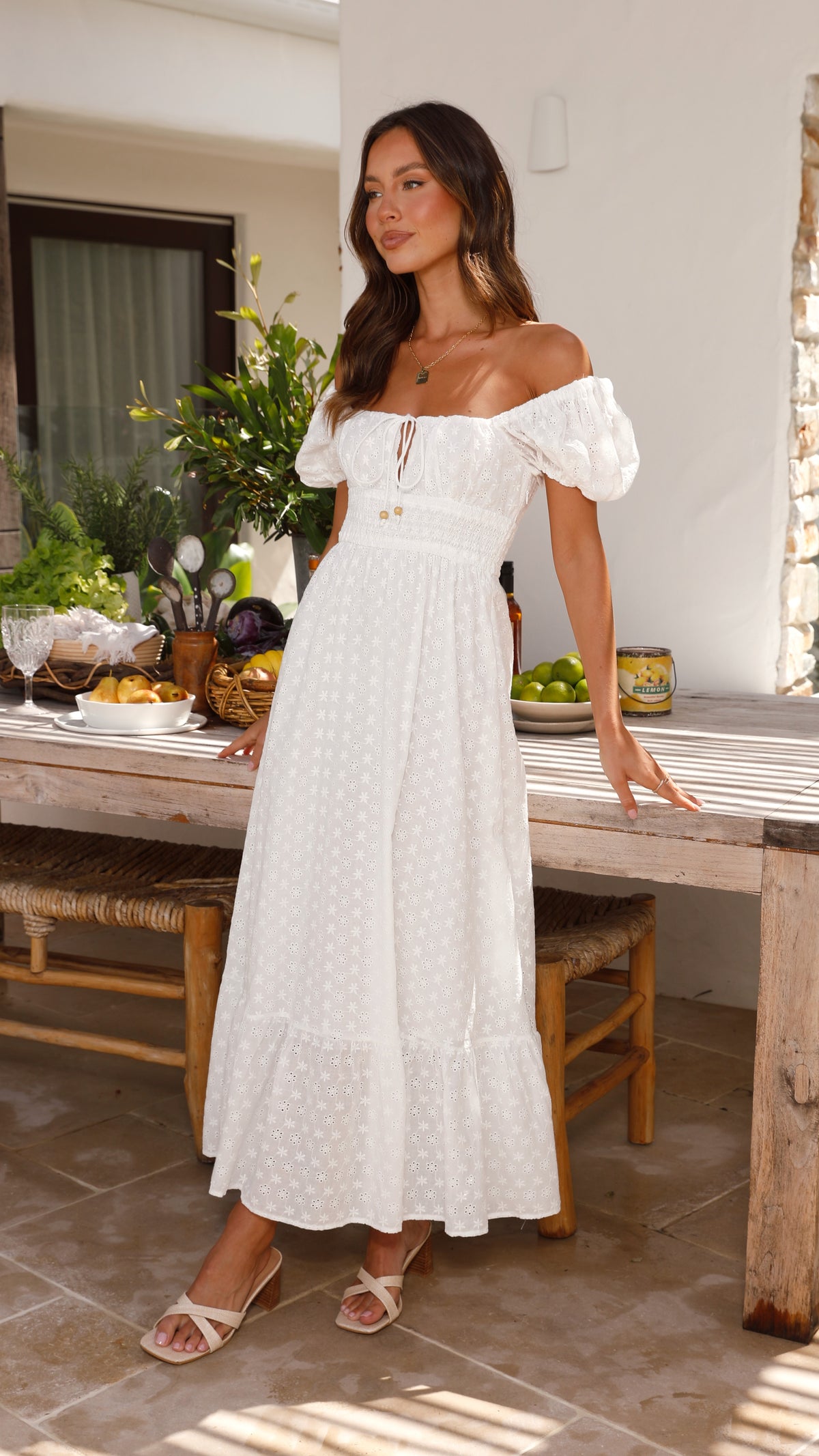 Tania Midi Dress - White - Billy J