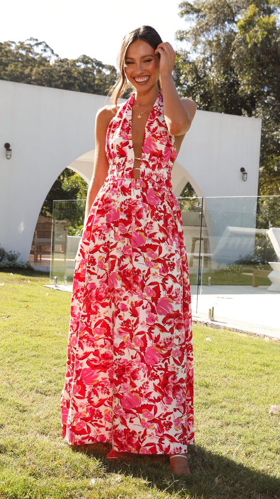 Vanessa Maxi Dress - Pink/Red Floral