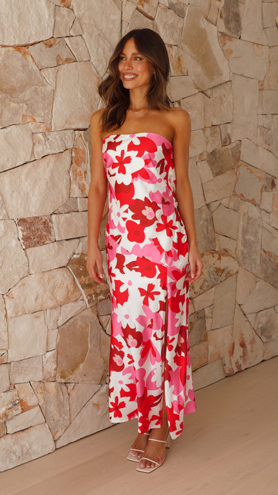 Load image into Gallery viewer, Cailyn Maxi Dress - Red / Pink Floral
