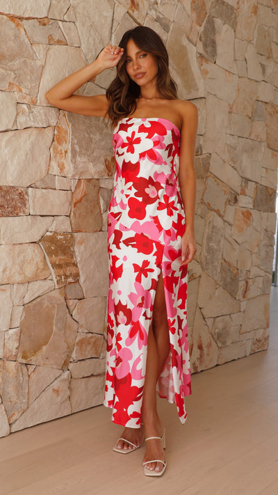 Load image into Gallery viewer, Cailyn Maxi Dress - Red / Pink Floral
