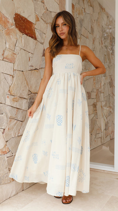 Load image into Gallery viewer, Yair Maxi Dress - Blue / Beige Ciao Bella

