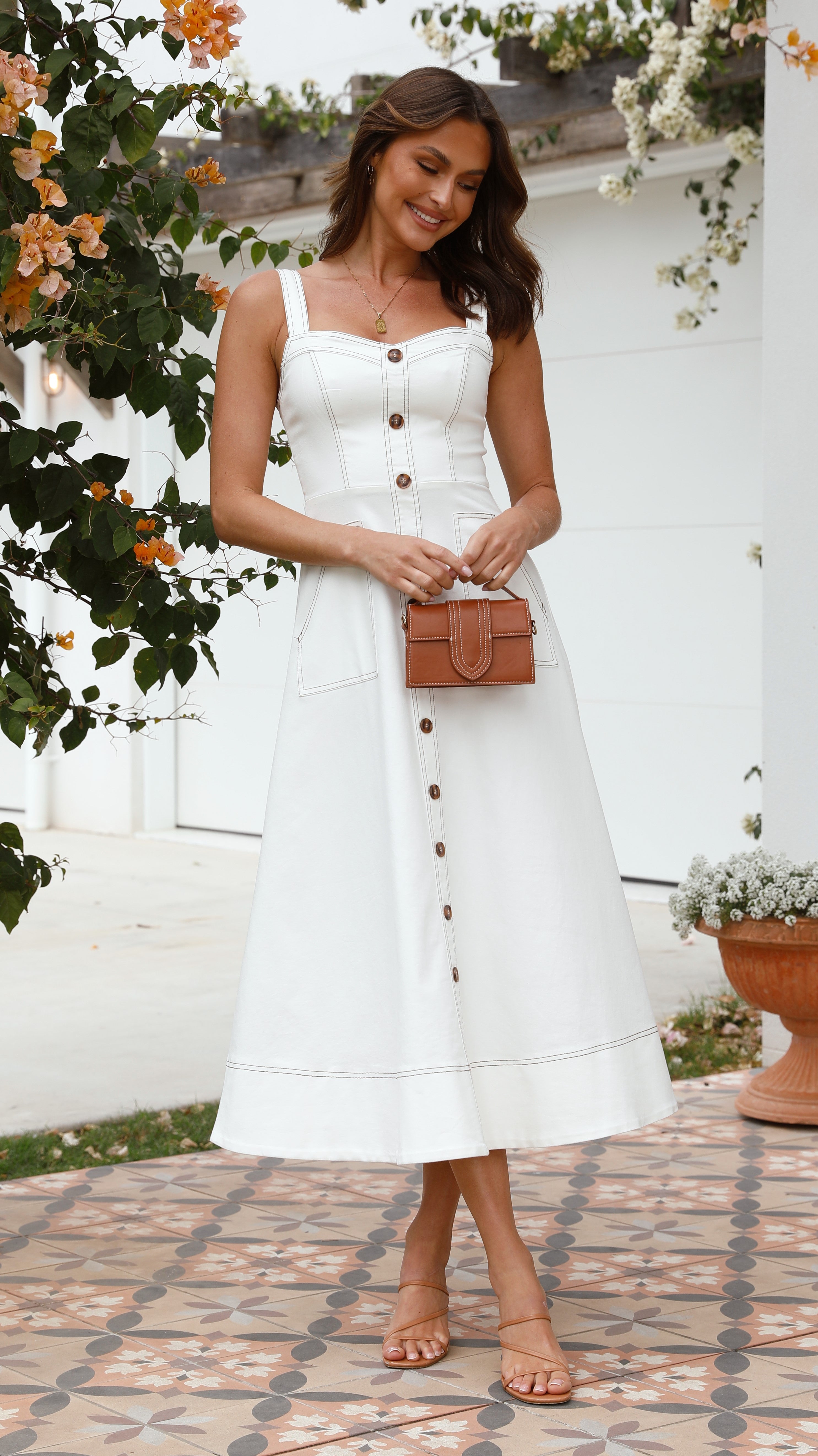 Indigo Midi Dress - White Denim - Billy J