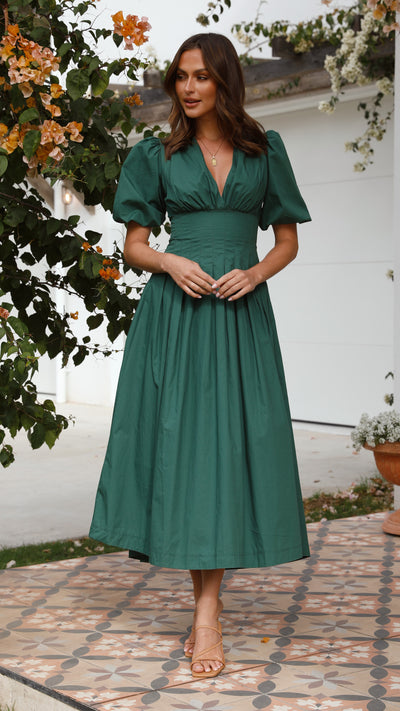 Load image into Gallery viewer, Laura Midi Dress - Emerald - Billy J
