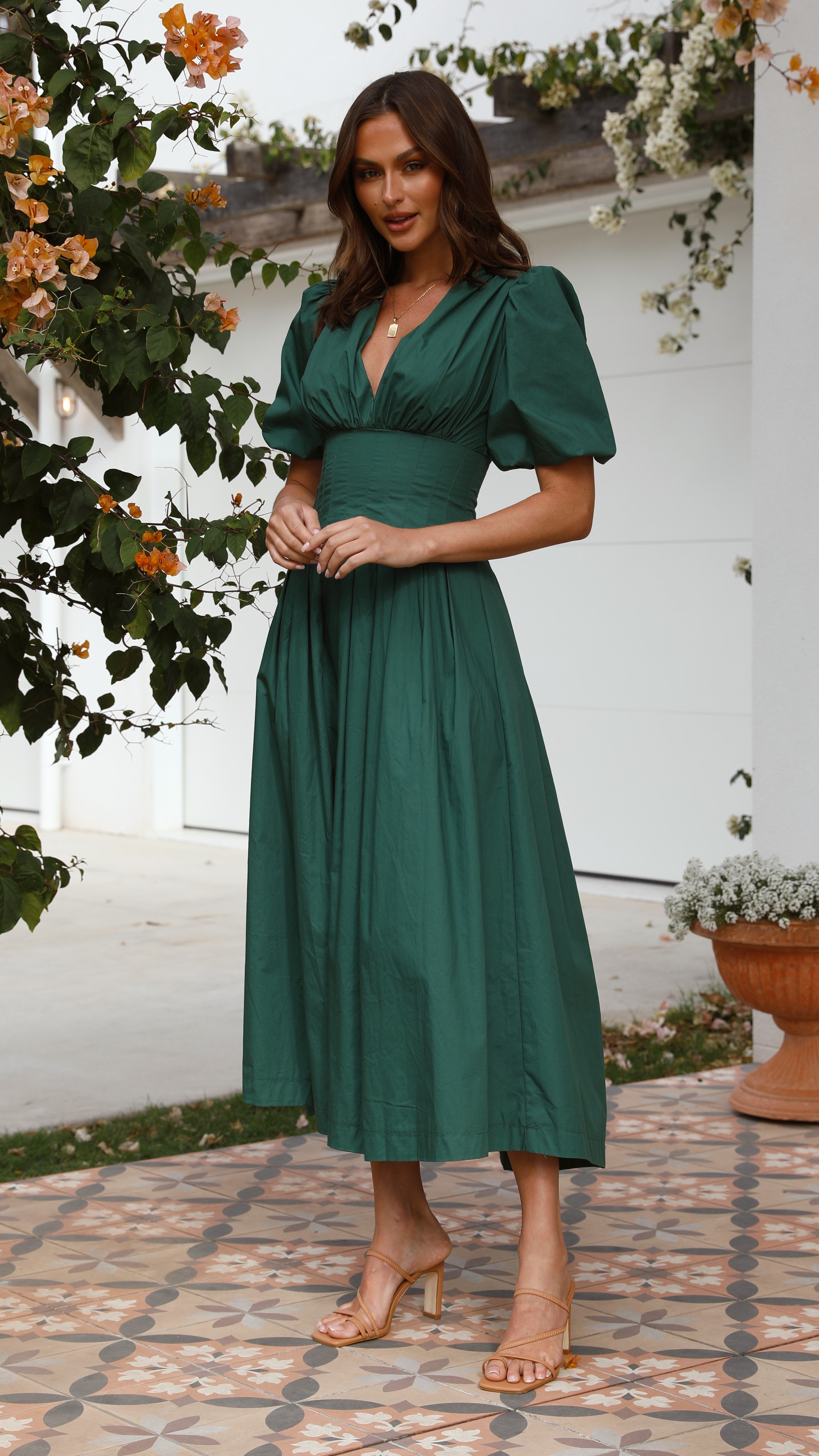 Laura Midi Dress - Emerald - Billy J