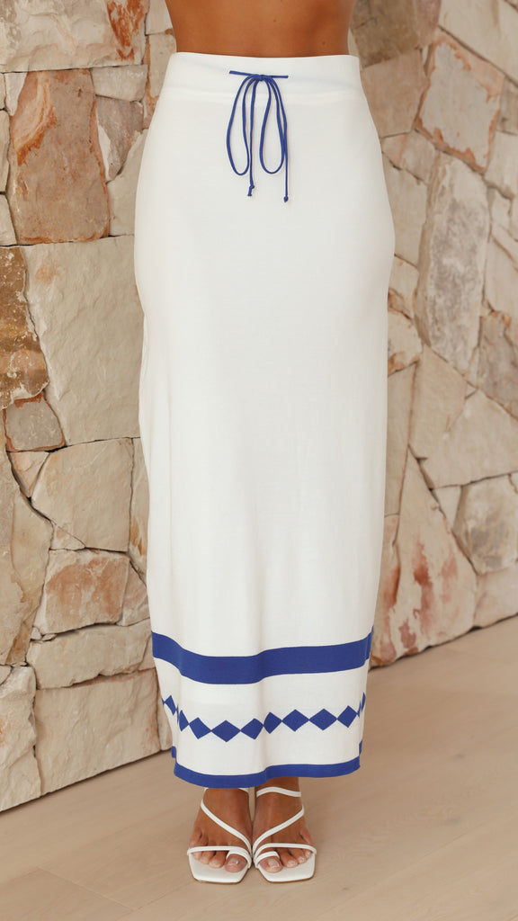 Raven Top and Maxi Skirt Set - White/Blue - Billy J