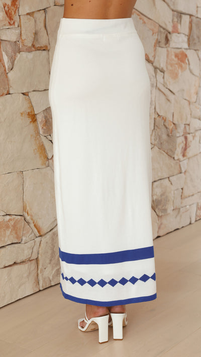Load image into Gallery viewer, Raven Top and Maxi Skirt Set - White/Blue
