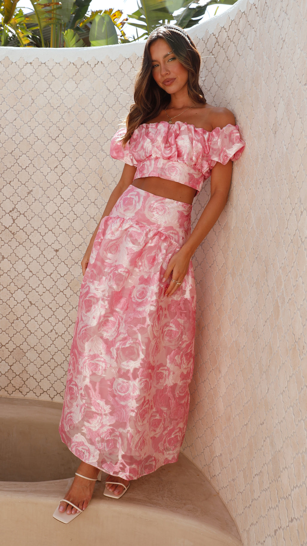 Marsha Top and Maxi Skirt - Pink Floral