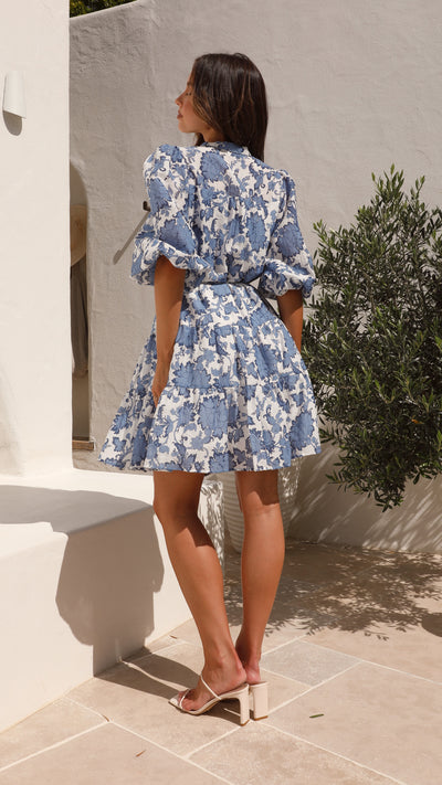Load image into Gallery viewer, Arabella Mini Dress - Blue Floral
