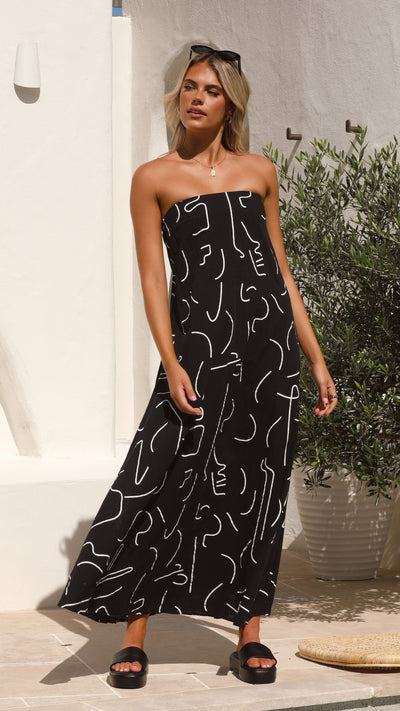 Load image into Gallery viewer, Connie Maxi Dress - Black Swirl - Billy J
