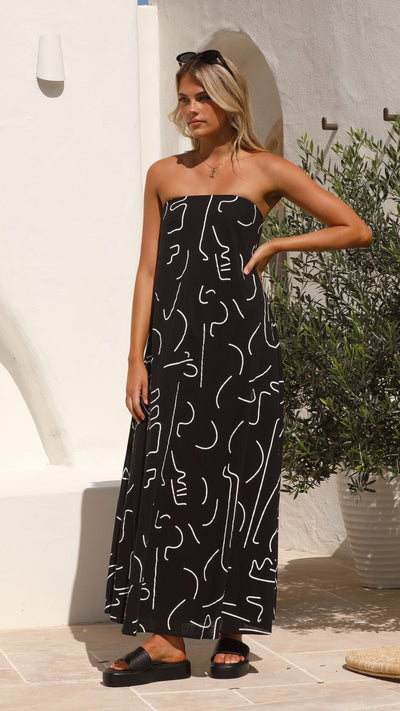 Load image into Gallery viewer, Connie Maxi Dress - Black Swirl - Billy J
