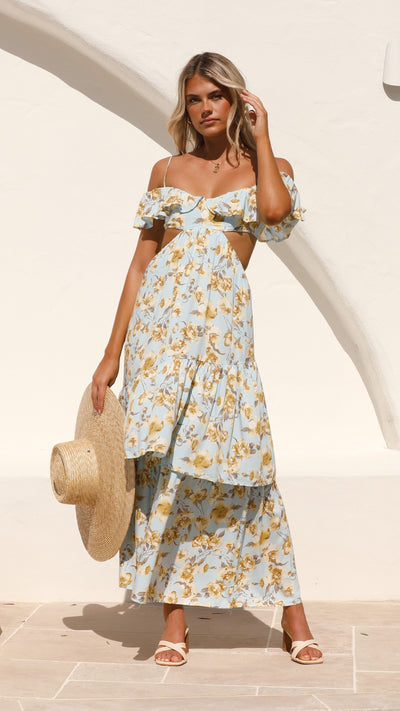 Load image into Gallery viewer, Acosta Maxi Dress - Blue Floral

