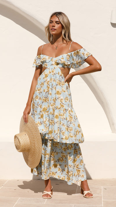 Load image into Gallery viewer, Acosta Maxi Dress - Blue Floral
