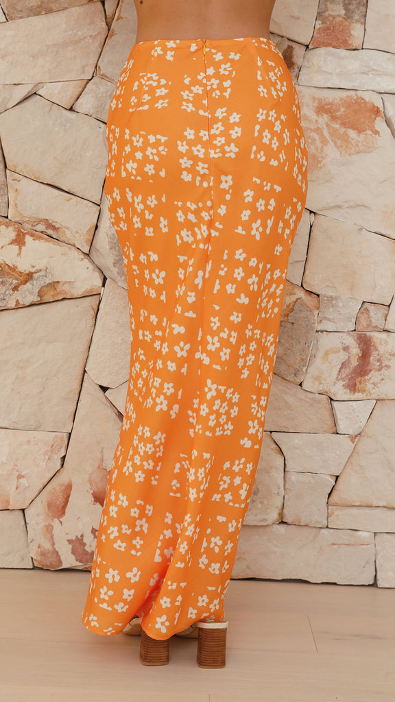 Marieen Top and Maxi Skirt Set - Orange Floral - Billy J