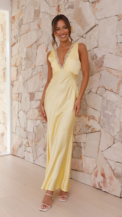 Load image into Gallery viewer, Basiano Maxi Dress - Yellow / Lace - Billy J
