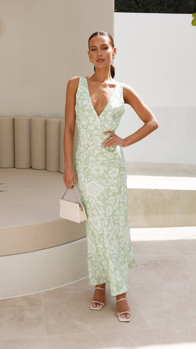 Load image into Gallery viewer, Julietta Maxi Dress - Green Floral - Billy J
