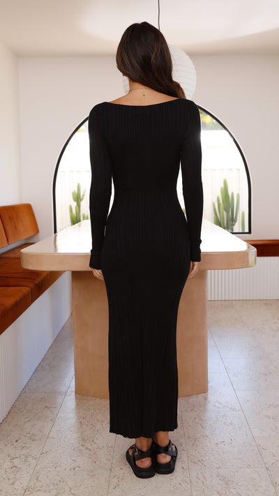 Load image into Gallery viewer, Senya Long Sleeve Dress - Black - Billy J
