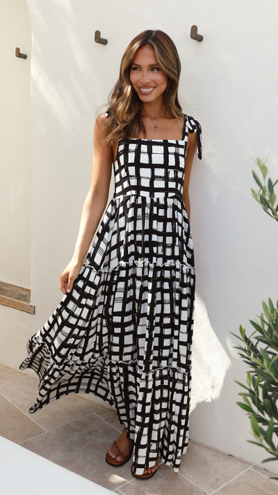 Load image into Gallery viewer, Maybel Maxi Dress - Black/White
