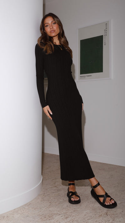 Load image into Gallery viewer, Senya Long Sleeve Dress - Black
