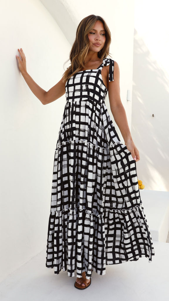 Maybel Maxi Dress - Black/White