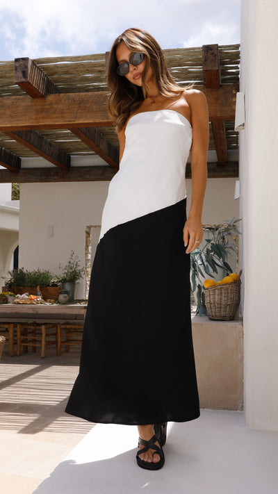 Load image into Gallery viewer, Joanna Maxi Dress - White/Black
