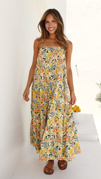 Load image into Gallery viewer, Bansi Maxi Dress - Lemon Floral
