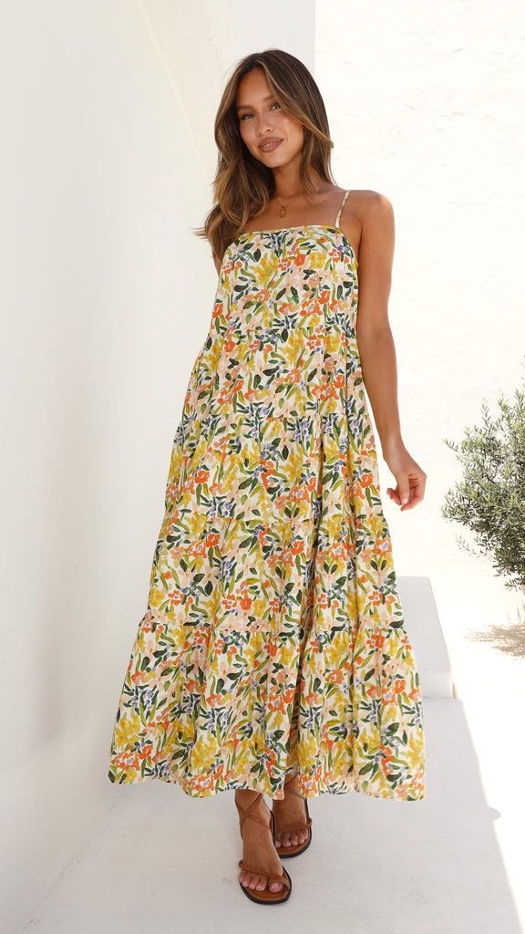 Bansi Maxi Dress - Lemon Floral
