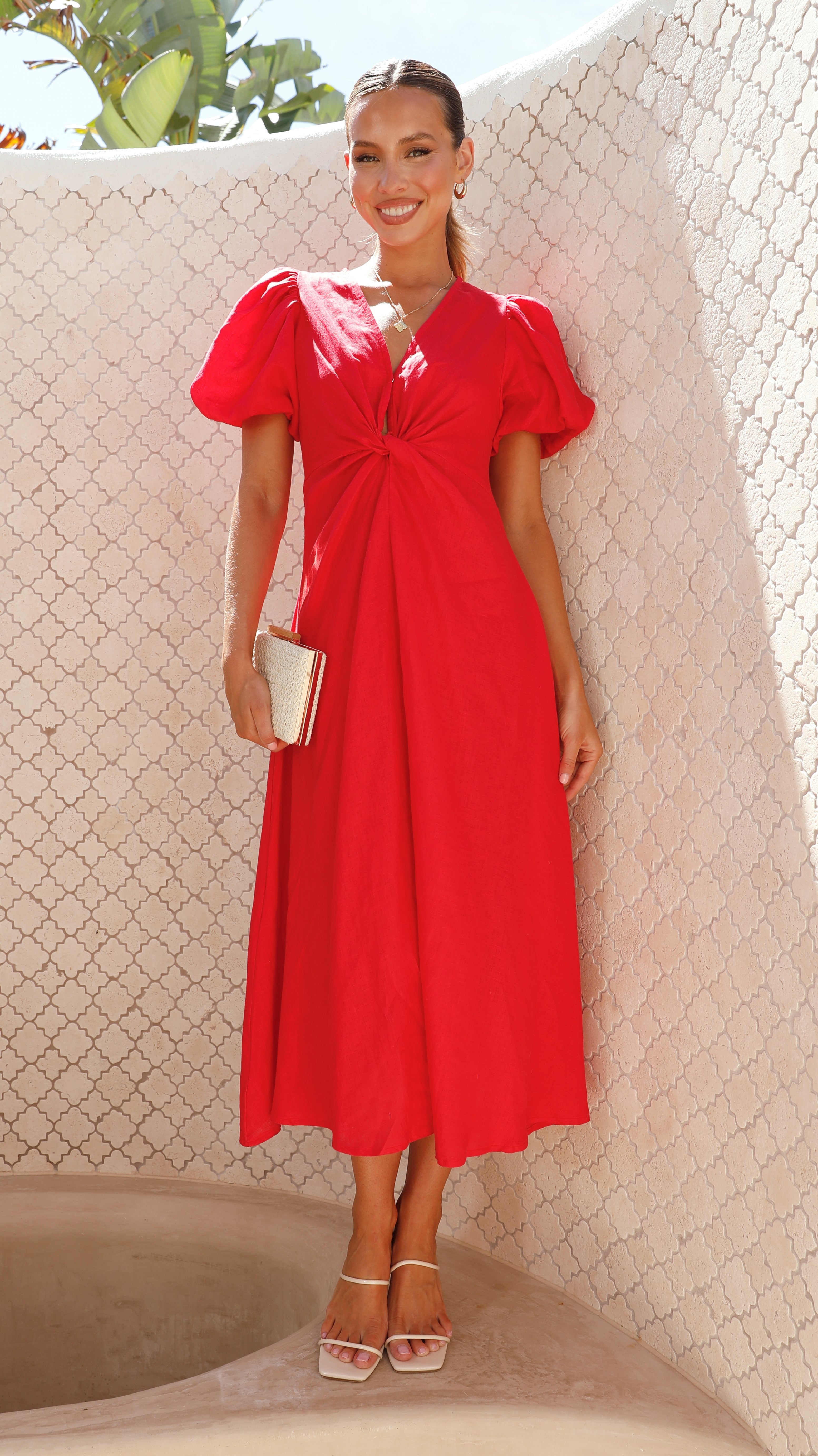 Blaire Midi Dress - Red - Billy J