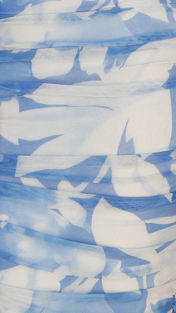 Faizah Midi Dress - Blue / White Print - Billy J