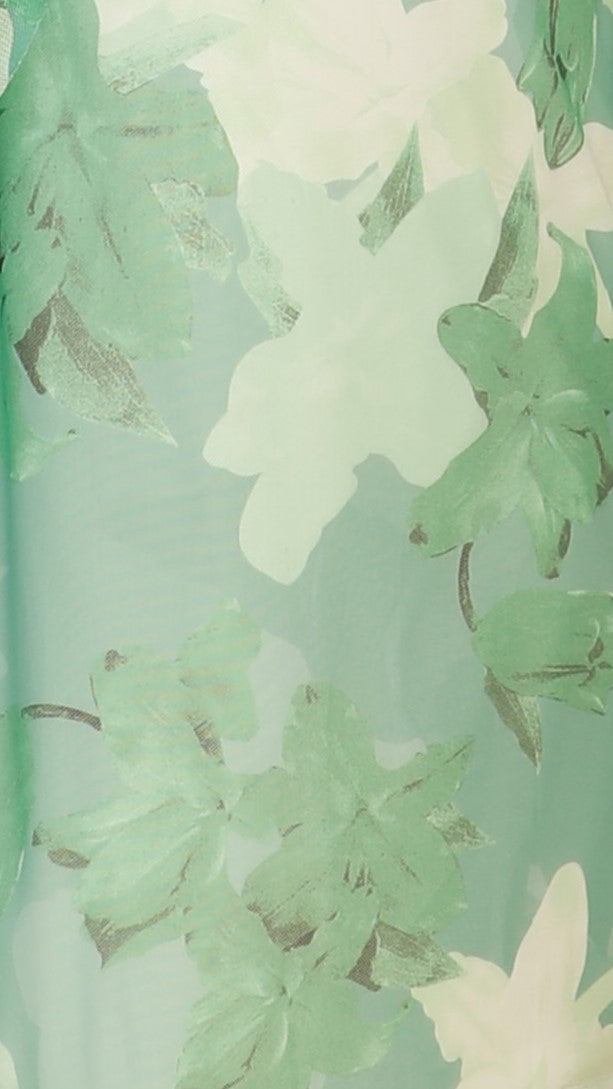 Yadira One Shoulder Crop Top - Green Floral