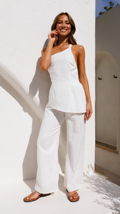Load image into Gallery viewer, Sicily One Shoulder Top and Pants Set - White
