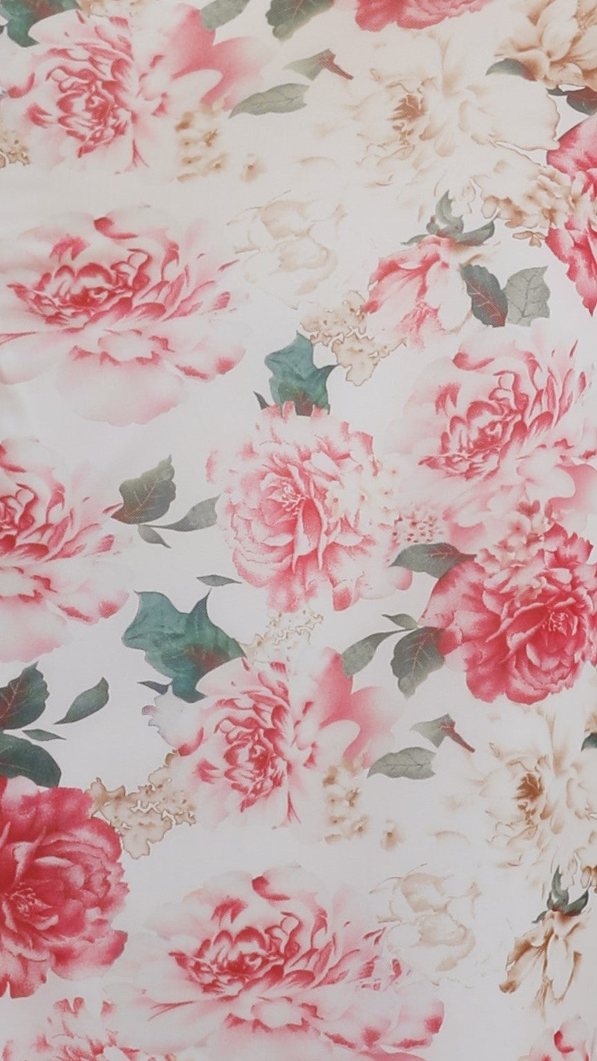 Debbie Midi Dress - Pink / White Floral