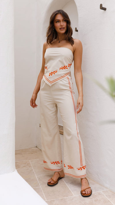 Load image into Gallery viewer, Aimee Scarf Top and Pants Set - Orange Coral
