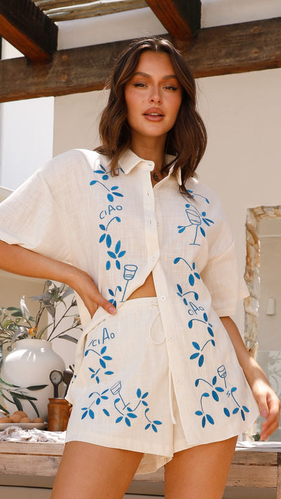 Load image into Gallery viewer, Amirah Button Up Shirt - Blue Ciao
