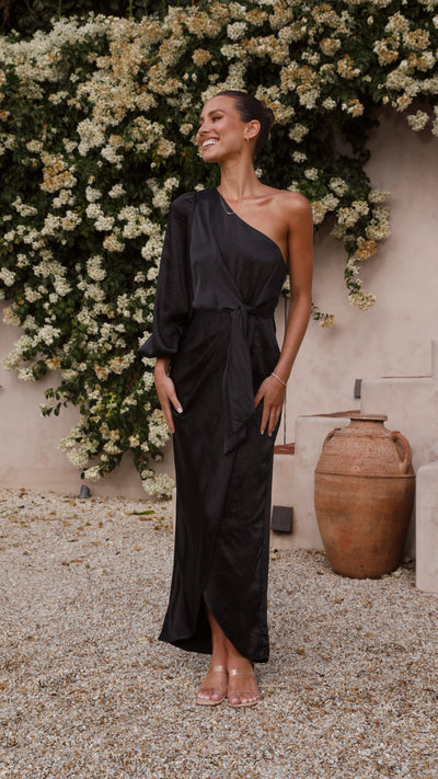 Black Slim Fit One Shoulder Split Thigh Dress – Wear.Style