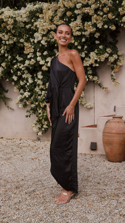 Load image into Gallery viewer, Heidi One Shoulder Maxi Dress - Black - Billy J
