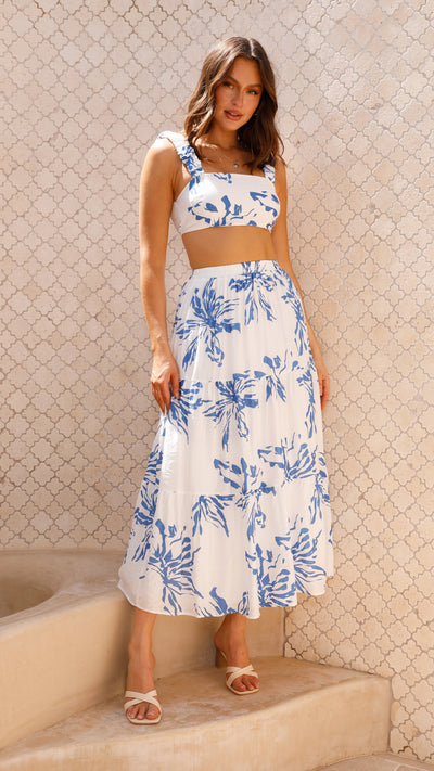 Load image into Gallery viewer, Adaya Maxi Skirt - Blue Summer
