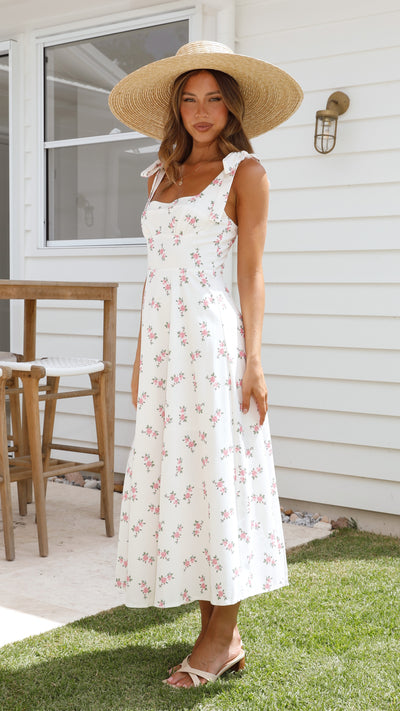 Load image into Gallery viewer, Carmilla Midi Dress - Pink Floral - Billy J
